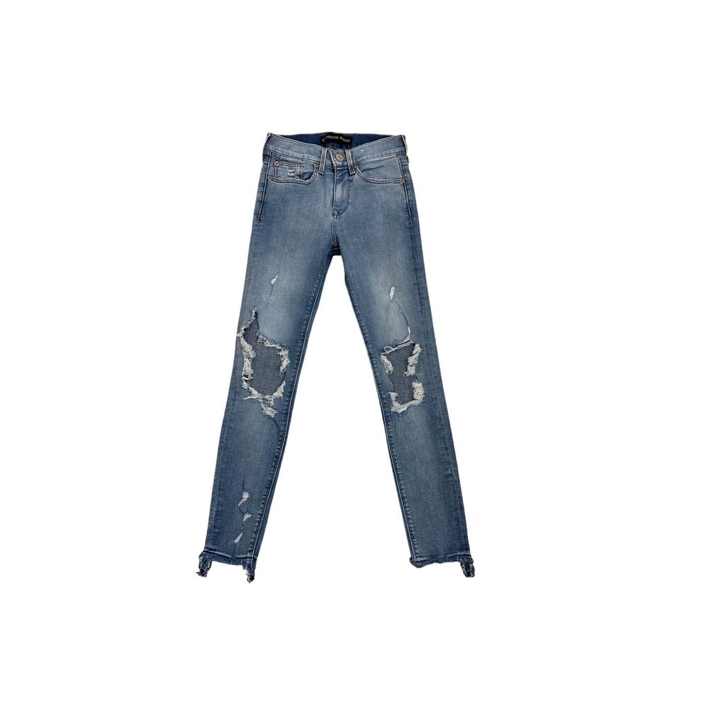 Express Destroyed Denim Ankle Straight Skinny Legging Mid Rise Jeans Size 00